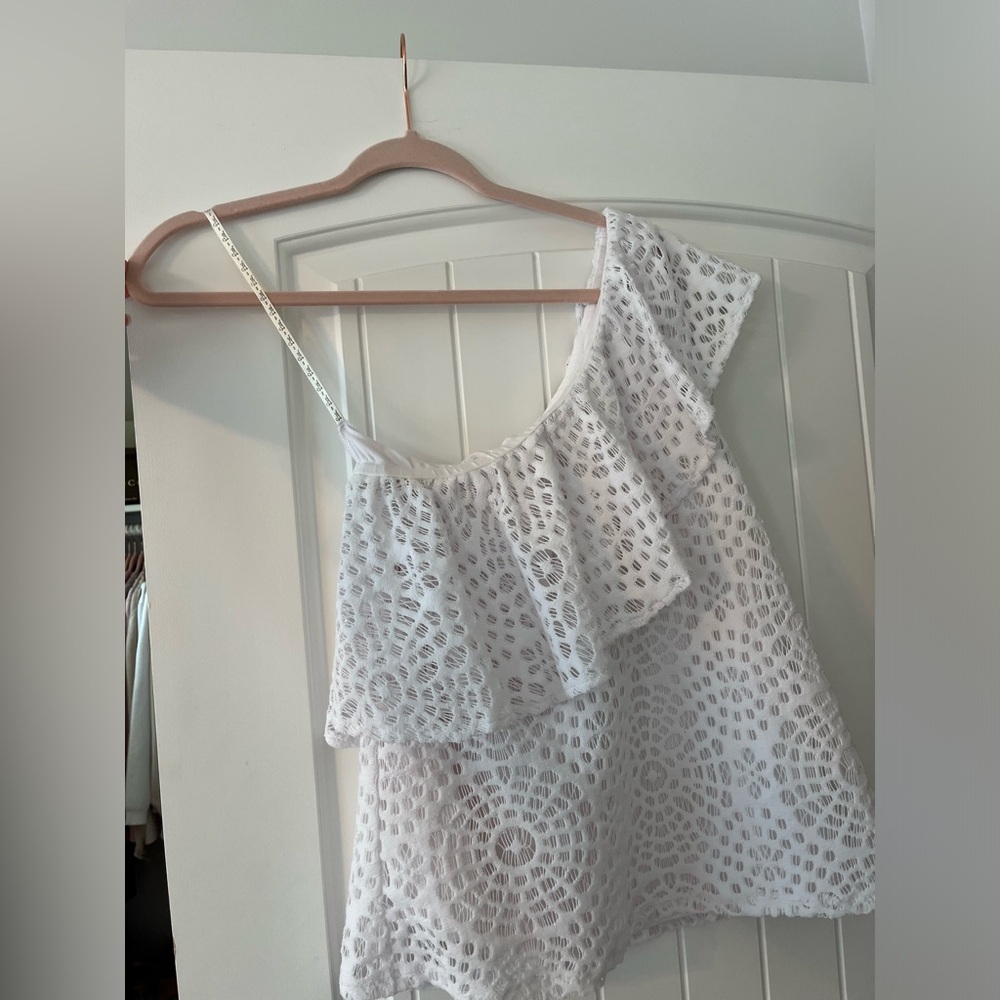 Lilly Pulitzer White Eyelet One-Shoulder Top
